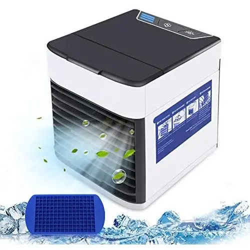 Portable Air Conditioner Fan Mini USB Personal Evaporative Air Cooler Personal Space Cooling Device with 3 Speeds Modes for Office, Home, Dorm, Car (White)
