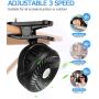 YND Portable Mini Fan with Clip Small Stroller Fan Battery Operated Fan with LED Light, USB Personal Fan 3 Speed Adjustable Desk Fan Camping Fan with Hang Hook for Bed Tent Office Outdoor Travel