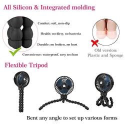 Mini Baby Stroller Fan, Handheld Personal Portable Fan with Flexible Tripod for Stroller Student Bed Desk Bike Crib Car Rides, USB or Battery Powered, Safe Quiet and Long Lasting Charge (Black)