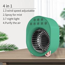 Portable Air Conditioner Fan, Small Desktop Air Cooler Fan, USB Powered Portable Personal Air Cooler , 3 speed with night light ,suitable for Home Office Bedroom (GREEN)