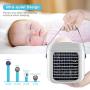 Portable Air Conditioner Fan, Personal Space Mini Evaporative Air Cooler Super Quiet Desk Fan with Handle, Humidifier Misting Fan, 3 Speeds, 7 Colors LED Light for Home, Office, Room