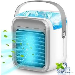 Portable Air Conditioner,Sagekia Evaporative Air Conditioner 3 Speed Fan with 7 Colors LED Light Water Tank USB Cordless Personal Air Cooler with Handle for Home Office Dorm Camping [2021 New Edition]