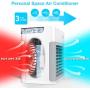 Portable Air Conditioner, Personal Air Cooler Fan, 2000 mAh Power Rechargeable Mini Air Conditioner, Evaporative Compac Air Cooler Fan, 3 Speeds 7 Colors Night Light for Home, Office and Room White
