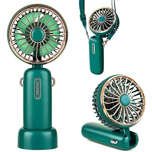 smartelf Handheld Fan, 4800mAh Battery Operated Mini Portable Personal Cooling Fan USB Rechargeable Wearable Hanging Neck Fans for Women Men, Multi-Functional, 6-20 Hours Strong Airflow 3 Speeds-Green smartelf Handheld Fan, 4800mAh Battery Operated Mini Portable Personal Cooling Fan USB Rechargeable Wearable Hanging Neck Fans for Women Men, Multi-Functional, 6-20 Hours Strong Airflow 3 Speeds-Green