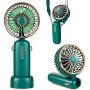 smartelf Handheld Fan, 4800mAh Battery Operated Mini Portable Personal Cooling Fan USB Rechargeable Wearable Hanging Neck Fans for Women Men, Multi-Functional, 6-20 Hours Strong Airflow 3 Speeds-Green