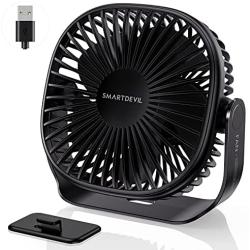 SmartDevil Small USB Desk Fan, 3 Speeds Portable Personal Desktop Table Fan with Pasteable Hook, Dual 360° Adjustment Mini Fan, Quiet Operation, for Home Office Car Outdoor Travel (Black)