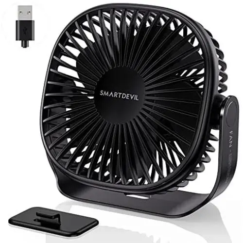 SmartDevil Small USB Desk Fan, 3 Speeds Portable Personal Desktop Table Fan with Pasteable Hook, Dual 360° Adjustment Mini Fan, Quiet Operation, for Home Office Car Outdoor Travel (Black) SmartDevil Small USB Desk Fan, 3 Speeds Portable Personal Desktop Table Fan with Pasteable Hook, Dual 360° Adjustment Mini Fan, Quiet Operation, for Home Office Car Outdoor Travel (Black)