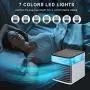 Portable Air Conditioner Fan - USB Powered Air Cooler Unit, Personal Space AC Fan with Humidifier and Purifier Function, 7 LED Lights, 3 Speeds for Home, Office, Bedroom, Camping and Car