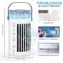 Portable Air Conditioner Fan, Personal Air Cooler, Evaporative Mini Cooler Desk Fans with 400ML Water Tank and 3 Wind Speeds, with Handle, USB Powered, with Atmosphere Light , Desktop Cooling Fan for Room, Home, Office