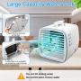 Portable Air Cooler Personal Air Conditioner Fan, Mini Evaporative Cooler Desk Fan with Hidden Handle, 3 Winds Speed, 7 Colors Light Super Quiet Humidifier Misting Fan for Home Office Bedroom Outdoor