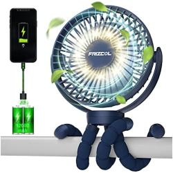 Portable Stroller Fan 12000mAh Small Fan Handheld with LED Lights, 60 Hours Quiet Battery Operated Fan with Tripod Legs, Mini Rechargeable USB Fan, Camping Fan for Treadmill Seat Travel Beach Tent