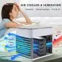 Portable Air Conditioner Fan - USB Powered Air Cooler Unit, Personal Space AC Fan with Humidifier and Purifier Function, 7 LED Lights, 3 Speeds for Home, Office, Bedroom, Camping and Car