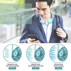 Newest Neck Fan Portable,Handheld Stroller Fan,SZTMBF Hand Free Personal Super Mini Fans Multi Purpose with Overall Flexible Neckband，360 Degree Free Rotation /3 Speeds/7 LED Lights(Blue)