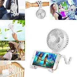 scurry Stroller Fan, Portable Desk Fan, Mini USB Fan, 2600mAH Rechargeable Battery Operated Fan with LED Light and Aromatherapy, Flexible Tripod Design Personal Handheld Fan for Stroller (White)