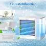 Portable Air Conditioner Fan, 3 in 1 Personal Air Cooler and Humidifier, Quiet USB Air Cooler Desk Fan with 2 Speeds and LED Light, Mini Purifier for Home Room Office