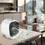 Portable Air Conditioner, Evaporative Personal Air Cooler Desk Fan, Rechargeable Mini AC with 3 Speeds, LED Light, Small Humidifier Fan for Home Office Bedroom Travel