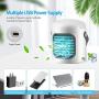 Portable Air Conditioner 4 in 1 Personal Air Cooler Fan with 4 Ice Tray USB Rechargeable Mini Quiet Evaporative Humidifier Fan with 7 LED Light Battery Operated 3-Speed Desktop Cooler for Home/Office