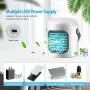 Portable Air Conditioner 4 in 1 Personal Air Cooler Fan with 4 Ice Tray USB Rechargeable Mini Quiet Evaporative Humidifier Fan with 7 LED Light Battery Operated 3-Speed Desktop Cooler for Home/Office