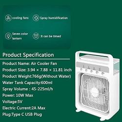 Portable Air Conditioner Fan, Mini Evaporative Air Cooler with 7 Colors LED Light, 1/2/3 H Timer, 3 Wind Speeds and 3 Spray Modes for Office, Home, Dorm, Travel(White)