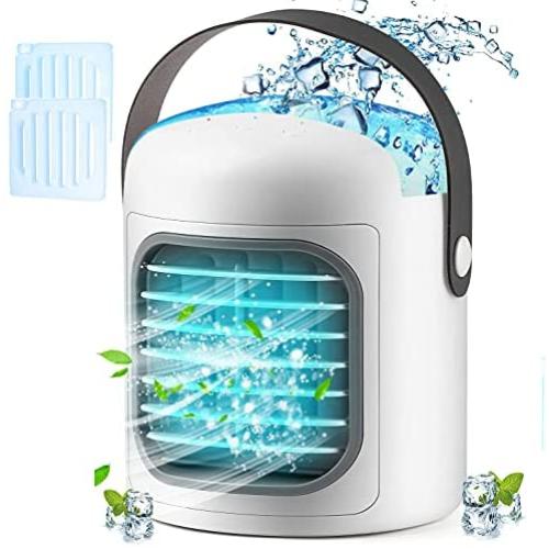 Portable Air Conditioner,Personal Air Cooler, 3-in-1 Evaporative with 3 Speeds,Ice Packs,2500 mAh Battery