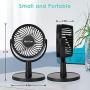 Mini Desk Fan, USB Operated Fan with 4 Speeds, Strong Airflow, Ultra Quiet Operation, 310° Adjustment, Portable Personal Fan for Home Office Desktop (Black)