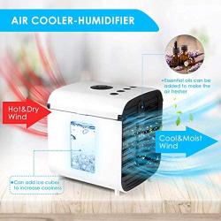 Personal Air Conditioner, 5 in 1 Personal Evaporative Cooler, Portable Air Cooler with 7 Colors LED Light and 3 Speed Desktop Cooling Fan for Home, Room, Office