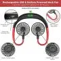 USB Personal Sport Neck Fan Portable, Duoai 2500mAh Battery Operated Small Hanging Rechargeable Foldable Mini Neckband Fans with Dual Head 3 Speed LED Light for Women kids office Travel Outdoor, Red USB Personal Sport Neck Fan Portable, Duoai 2500mAh Battery Operated Small Hanging Rechargeable Foldable Mini Neckband Fans with Dual Head 3 Speed LED Light for Women kids office Travel Outdoor, Red