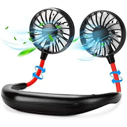 Portable Neck Fan Hand Free Personal Mini Fans USB neck hang fan, 360 Degree Free Rotation personal cooling fan handheld portable fans,Wearable neck fan Suitable for Traveling ,Sports, Office(Black) Portable Neck Fan Hand Free Personal Mini Fans USB neck hang fan, 360 Degree Free Rotation personal cooling fan handheld portable fans,Wearable neck fan Suitable for Traveling ,Sports, Office(Black)