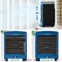 Portable Air Conditioner Cooling Fan Mini Rechargeable Blast Personal Air Cooler Evaporative AC Unit Cordless Desktop Fan with 4 Speeds Motion Sensor for Small Room Home Office Camping(Blue)