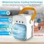 Portable Air Conditioner, Updated 3 in 1 Rechargeable Noiseless Evaporative Air Conditioner with LED Light/Humidifier, Air Cooler with Handle, Simply Modern Mini Air Conditioner Fan for Office Portable Air Conditioner, Updated 3 in 1 Rechargeable Noiseless Evaporative Air Conditioner with LED Light/Humidifier, Air Cooler with Handle, Simply Modern Mini Air Conditioner Fan for Office