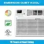 Emerson Quiet Kool 230V 12,000 Wall Air Conditioner with 10,600 BTU Supplemental Heating, EATE12RD2T, 12000 Standard, White Emerson Quiet Kool 230V 12,000 Wall Air Conditioner with 10,600 BTU Supplemental Heating, EATE12RD2T, 12000 Standard, White