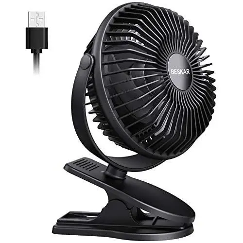 BESKAR USB Powered Clip on Fan, 6 Inch Portable Fan with Strong Airflow,3 Speeds Small Fan with Sturdy Clamp, Quiet Personal Desk Fan for Office Table Bedroom Kitchen BESKAR USB Powered Clip on Fan, 6 Inch Portable Fan with Strong Airflow,3 Speeds Small Fan with Sturdy Clamp, Quiet Personal Desk Fan for Office Table Bedroom Kitchen