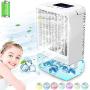 Portable Air Conditioner Fan,Cooling Fans, Personal Air Cooler Mini with Timing, 7 Colors Light, 3 Speeds Quiet Air Humidifier, for Room, Home, Office