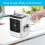 Beswarmy Portable Air Cooler, Personal Mini Air Conditioner Fan with 3 Cooling Speeds and 7 Colors Night Light Desktop Cooling Fan, Evaporative Air Cooler for Home Bedroom Office