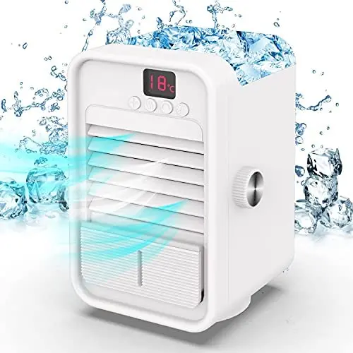 SENNILOX Portable AC Air Conditioner Fan, Personal Air Cooler, Mini Evaporative Humidifier Desk Fan with 120° Wide Angle Swing Head & Temperature Display for Home, Office, and Bedroom SENNILOX Portable AC Air Conditioner Fan, Personal Air Cooler, Mini Evaporative Humidifier Desk Fan with 120° Wide Angle Swing Head & Temperature Display for Home, Office, and Bedroom