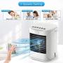 Portable Air Conditioner, Evaporative Air Cooler w/Cooling ＆ Humidifier, Mini Air Conditioner with LED Light 3 Speeds with Colourful Light for Home, Office, Room