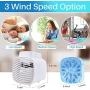 True Portable Air Conditioner Fan, Zttopo Personal Rechargeable Evaporative Air Cooler with Two Crystal Ice Box, Blue Night Light, 3 Speeds Desk Fan Mini Air Cooler for Small Room Bedroom Home Office