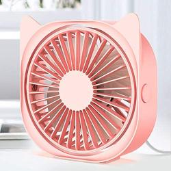 Personal Desk Fan Small Quiet USB Plug in, Mini Portable Table Fans for Sleeping Bedroom Nightstand, 3 Speeds Adjustable, Rotatable, Anti-slip, Fast Cooling for Home Office Dorm Work Travel (Pink)