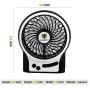 LETTON Portable Mini USB Fan Rechargeable Battery with 3 Speed LED Light for Home-Black