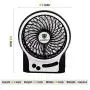 LETTON Portable Mini USB Fan Rechargeable Battery with 3 Speed LED Light for Home-Black
