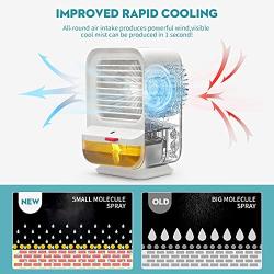 Portable Mini Air Conditioner Fan hominn Evaporative Air Cooler with 3 Speeds and Night Lights 90° Rotatable Personal Small Air Conditioner Suitable for Room, Office, School