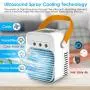 Portable Air Conditioner Fan, Personal Evaporative Air Cooler Quiet Desk Fan with Handle, Rechargeable Humidifier Misting Fan with 7 Colors Light, 3 Speeds & 3 Spray Modes for Room Office Home Travel Portable Air Conditioner Fan, Personal Evaporative Air Cooler Quiet Desk Fan with Handle, Rechargeable Humidifier Misting Fan with 7 Colors Light, 3 Speeds & 3 Spray Modes for Room Office Home Travel