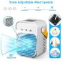 Portable Air Conditioner Fan, Personal Evaporative Air Cooler Quiet Desk Fan with Handle, Rechargeable Humidifier Misting Fan with 7 Colors Light, 3 Speeds & 3 Spray Modes for Room Office Home Travel