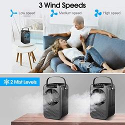 HAUEA Personal Air Cooler Portable Air Conditioning Fan, 3 in 1 Mini Evaporative Cooler with 7 Colors Night Light and 2H/4H Timer, 3 Wind Speeds Mini Air Conditioner, Perfect for Home Office Bedroom