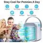 Portable Air Conditioner, Yiomar Fast Cooling Air Fan Humidifiers, Evaporative Air Cooler Fan with 3 Speeds, 7 Colors LED Light, Low db, Mini Personal Air Purifier Cooler Fan for Bedroom, Home, Office