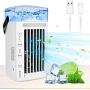 Jeenone Portable Air Conditioner Fan, 5 in 1 USB Personal Evaporative Air Cooler with 3 Speeds, Personal Air Conditioner with 8 Colors Light Humidifier Misting Fan for Office, Home, Travel