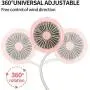Portable Hand Free Neck Fan, 3 Speeds USB Rechargeable Battery Personal Mini Fans Headphone Neckband 360 Degree Rotation for Home, Camping, Office, Car Seat and Travel Outdoor (Pink)