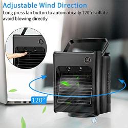 Portable Air Conditioner Fan, Personal Air Cooler Desk Fan Mini Evaporative Cooler Fan with Handle, 120°Auto Oscillation, 3 Adjustable Speeds, 4000mAh Rechargeable Battery Operated (Black)