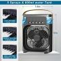 Portable Air Conditioner Fan,Personal Air Cooler Mini Quiet Evaporative with AC adapter ,Humidifier Misting Fan , 1/2/3 H Timer, 3 Speeds,60°Adjustment for Office, Home, Room,Dorm ,Outdoor- Black