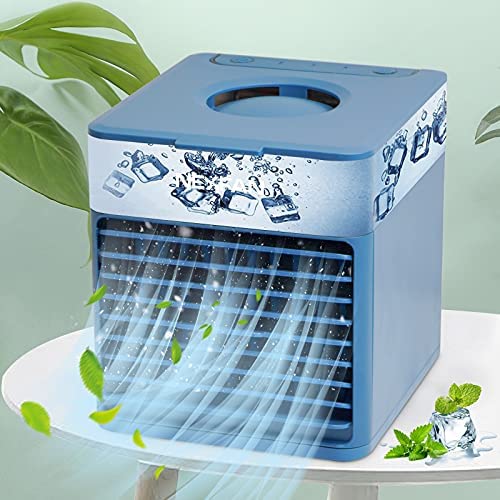 Tongtai Mini Air Conditioner,Portable Small Air Conditioners Fan Portable AC with 3 Wind Speeds&7 Colourful Light&Humidify,Personal Desktop Air Cooler for Office Home Room